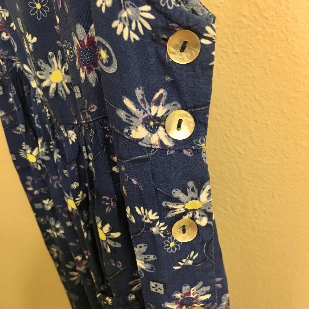 Girls Blue Floral Tie-Back Dress - Med - Picture 2 of 3